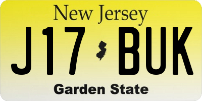 NJ license plate J17BUK