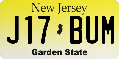 NJ license plate J17BUM