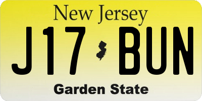 NJ license plate J17BUN