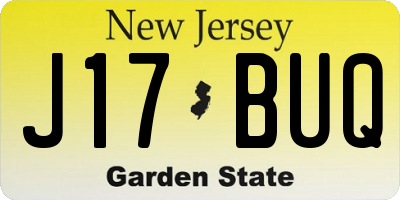 NJ license plate J17BUQ