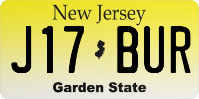 NJ license plate J17BUR
