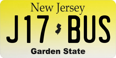 NJ license plate J17BUS