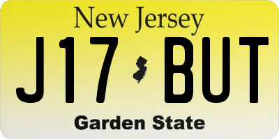 NJ license plate J17BUT
