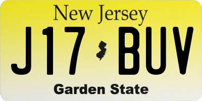 NJ license plate J17BUV