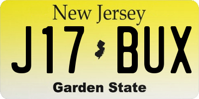 NJ license plate J17BUX
