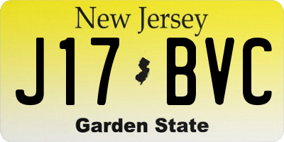 NJ license plate J17BVC