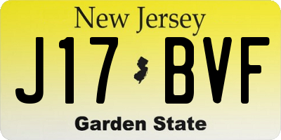 NJ license plate J17BVF