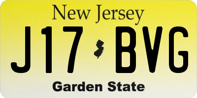 NJ license plate J17BVG