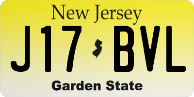 NJ license plate J17BVL