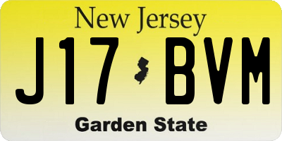 NJ license plate J17BVM