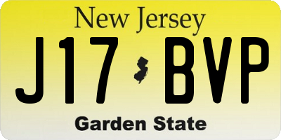 NJ license plate J17BVP