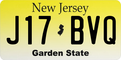 NJ license plate J17BVQ