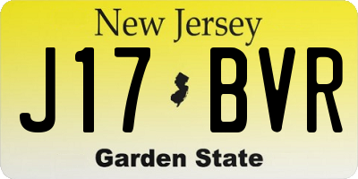 NJ license plate J17BVR