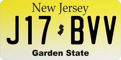 NJ license plate J17BVV
