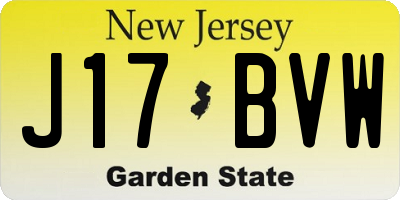 NJ license plate J17BVW