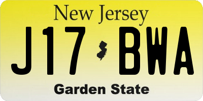 NJ license plate J17BWA