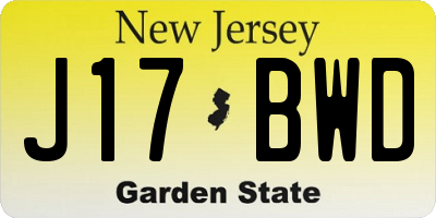 NJ license plate J17BWD