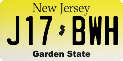 NJ license plate J17BWH