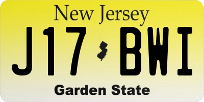 NJ license plate J17BWI