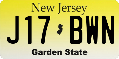 NJ license plate J17BWN