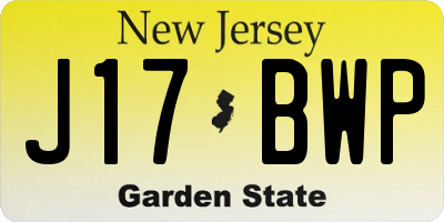 NJ license plate J17BWP