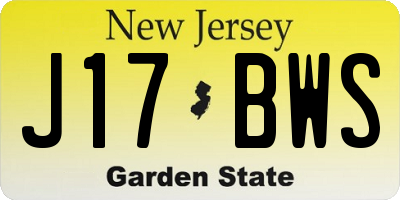 NJ license plate J17BWS