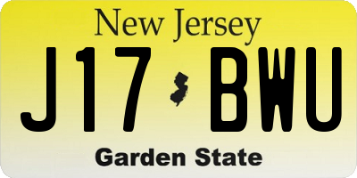 NJ license plate J17BWU