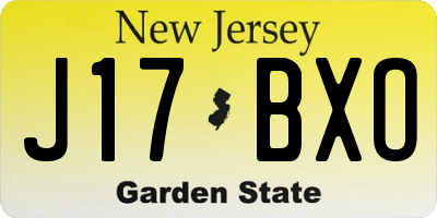 NJ license plate J17BXO
