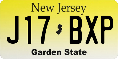NJ license plate J17BXP