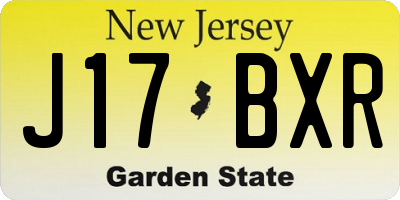 NJ license plate J17BXR