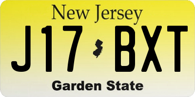 NJ license plate J17BXT