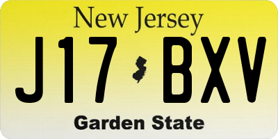 NJ license plate J17BXV