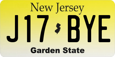 NJ license plate J17BYE