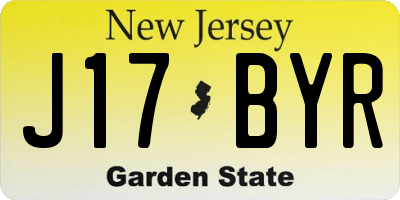 NJ license plate J17BYR