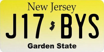 NJ license plate J17BYS