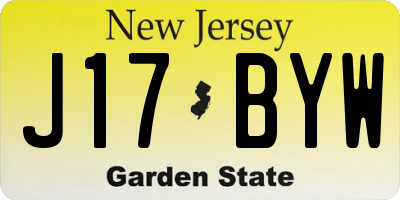NJ license plate J17BYW