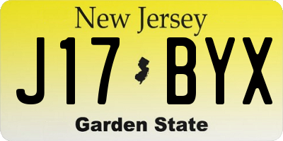 NJ license plate J17BYX