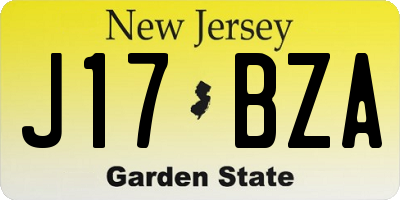 NJ license plate J17BZA