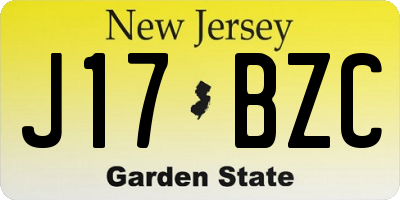 NJ license plate J17BZC