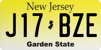 NJ license plate J17BZE