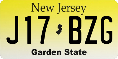 NJ license plate J17BZG