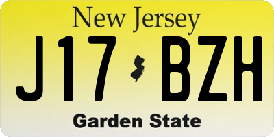 NJ license plate J17BZH