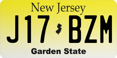 NJ license plate J17BZM
