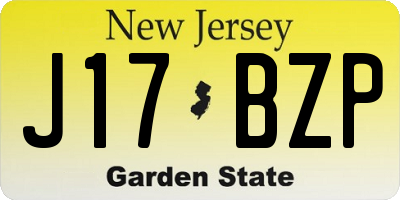 NJ license plate J17BZP