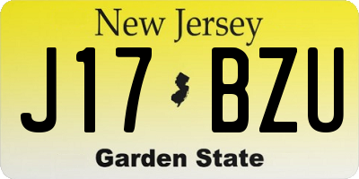 NJ license plate J17BZU
