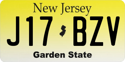 NJ license plate J17BZV