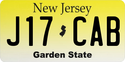 NJ license plate J17CAB