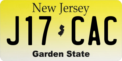 NJ license plate J17CAC