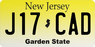 NJ license plate J17CAD