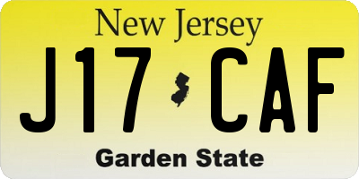 NJ license plate J17CAF